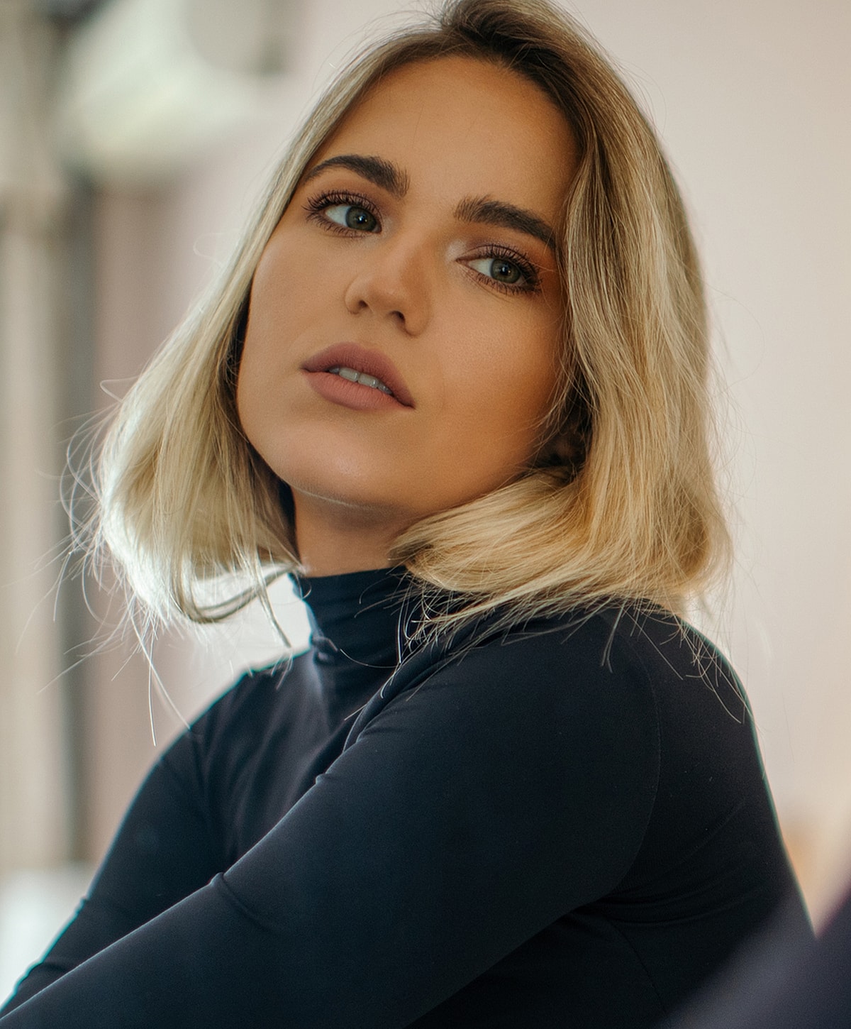 Bakersfield liquid rhinoplasty model with blonde hair.